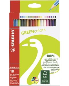 Photo 6019/2-181 STABILO : Étui de 18 crayons de couleurs hexagonal GREENcolors - Assortiment