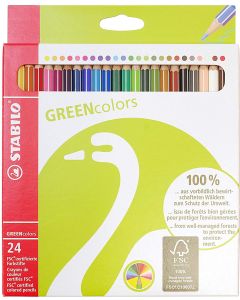 Photo 6019/2-24 STABILO : Étui de 24 crayons de couleurs hexagonal GREENcolors - Assortiment