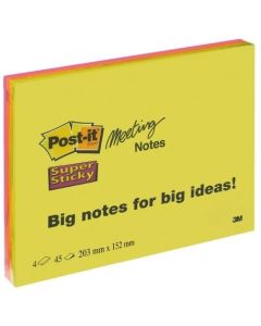 Photo Notes adhésives - 152 x 203 mm - Assortiment POST-IT Meeting Notes Super Sticky
