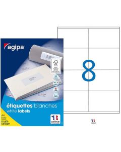 Photo Étiquettes adhésives blanches - 105 x 70 mm : AGIPA 119003