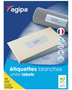 Photo Étiquettes adhésives blanches 105 x 57 mm AGIPA 119013