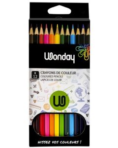 Boite de 12 Crayons de couleur - Assortiment WONDAY