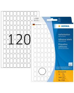 Photo HERMA Etiquettes adhésives - 8,0 x 12,0 mm - Blanc