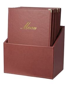 Photo Protège-menus dans une boîte de rangement  A4 cuir - Bordeaux : SECURIT Classic image