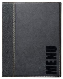 Photo Protège-menus A4 imitation cuir - Noir : SECURIT Trendy 