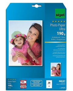 Photo SIGEL IP675 : Papier photo Ultra - Brillant - 190 g/m²