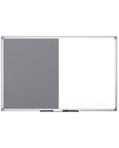Photo Tableau duo blanc magnétique et feutre gris - 600 x 450 mm BI-OFFICE Face