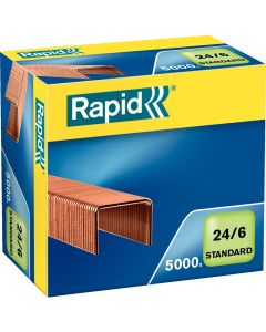 Photo RAPID 24860000 : Boite de 5000 agrafes cuivrées - 24/6