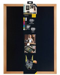 Ardoise murale - Cadre teck - 600 x 800 mm : SECURIT Woody Image