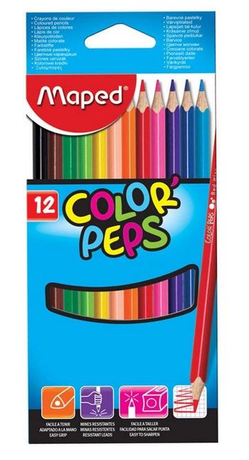 MAPED Pochette carton de 24 crayons de couleur DUO COLOR'PEPS