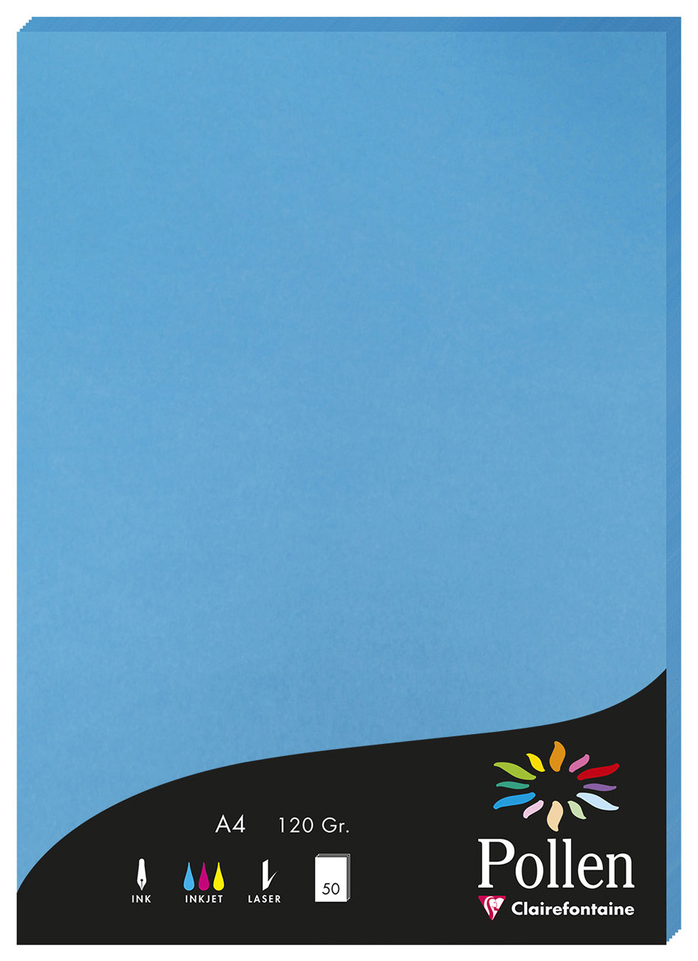 POLLEN Feuilles de couleur A4 - 210 x 297 mm - Bleu turquoise Lot