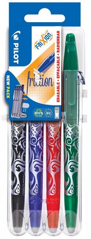Lot de 4 stylos roller effaçables - FriXion Ball - Pointe moyenne - Pilot -  Avec étui évolutif